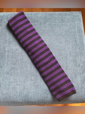 Phineas Cole purple and black striped wool knit tie